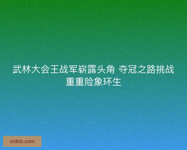 武林大会王战军崭露头角 夺冠之路挑战重重险象环生 武林大会王战军崭露头角 夺冠之路挑战重重险象环生